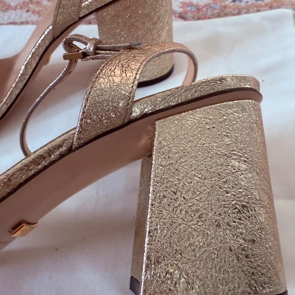 Gucci Marmont Gold Metallic Leather Sandals Size 38 (US 7.5-8) - Picture 5 of 8